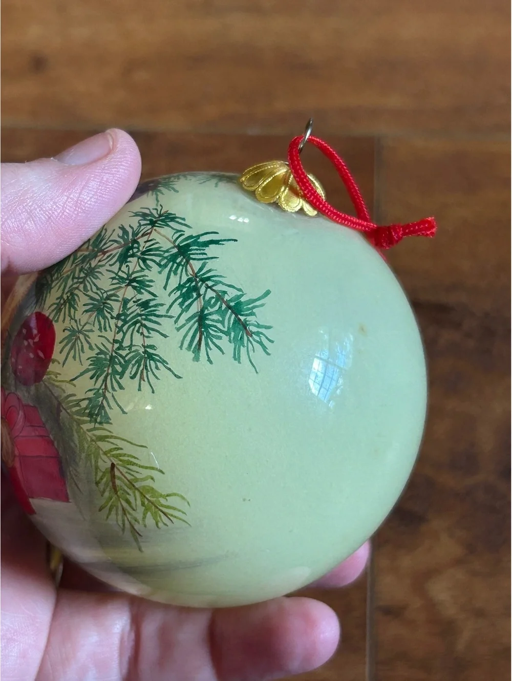 Hand-Painted Ceramic Christmas Ornament with Kitten Design
